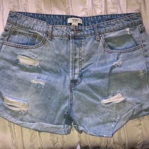 High Wasted Light washed demon shorts